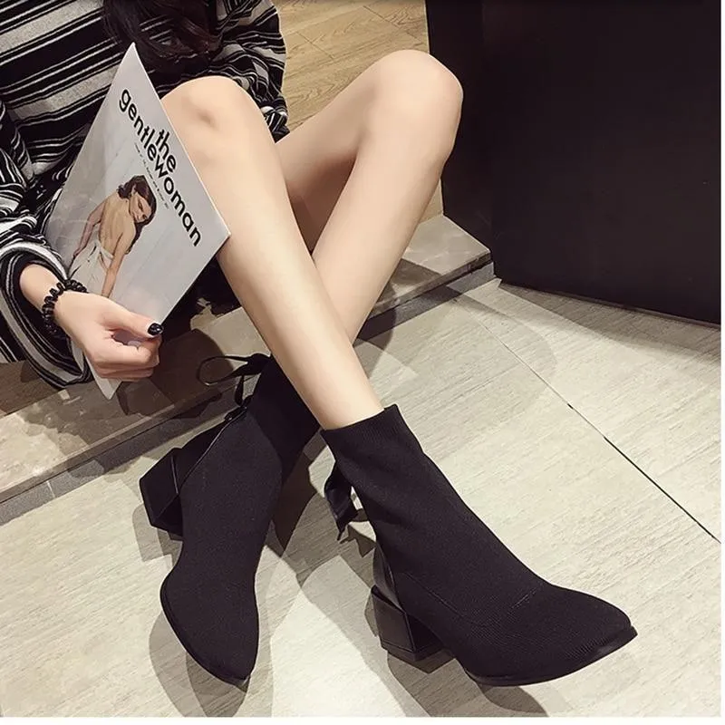 Ankle Boots Fashion Comfortable Socks Thick Women's Casual Shoes #X311