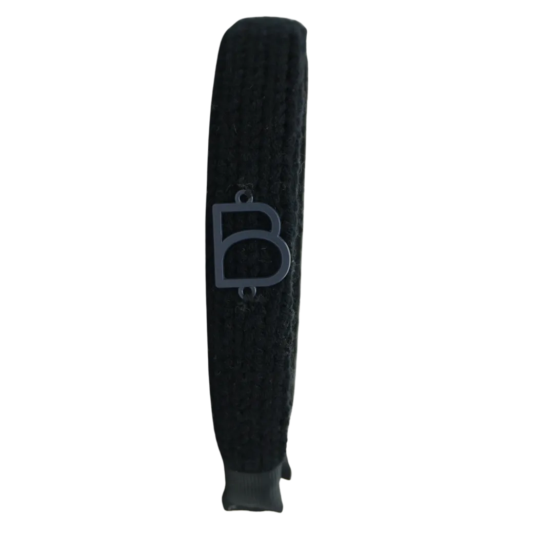 Bandeau Black Flat Thin Headband Chunky Knit (FINAL SALE)