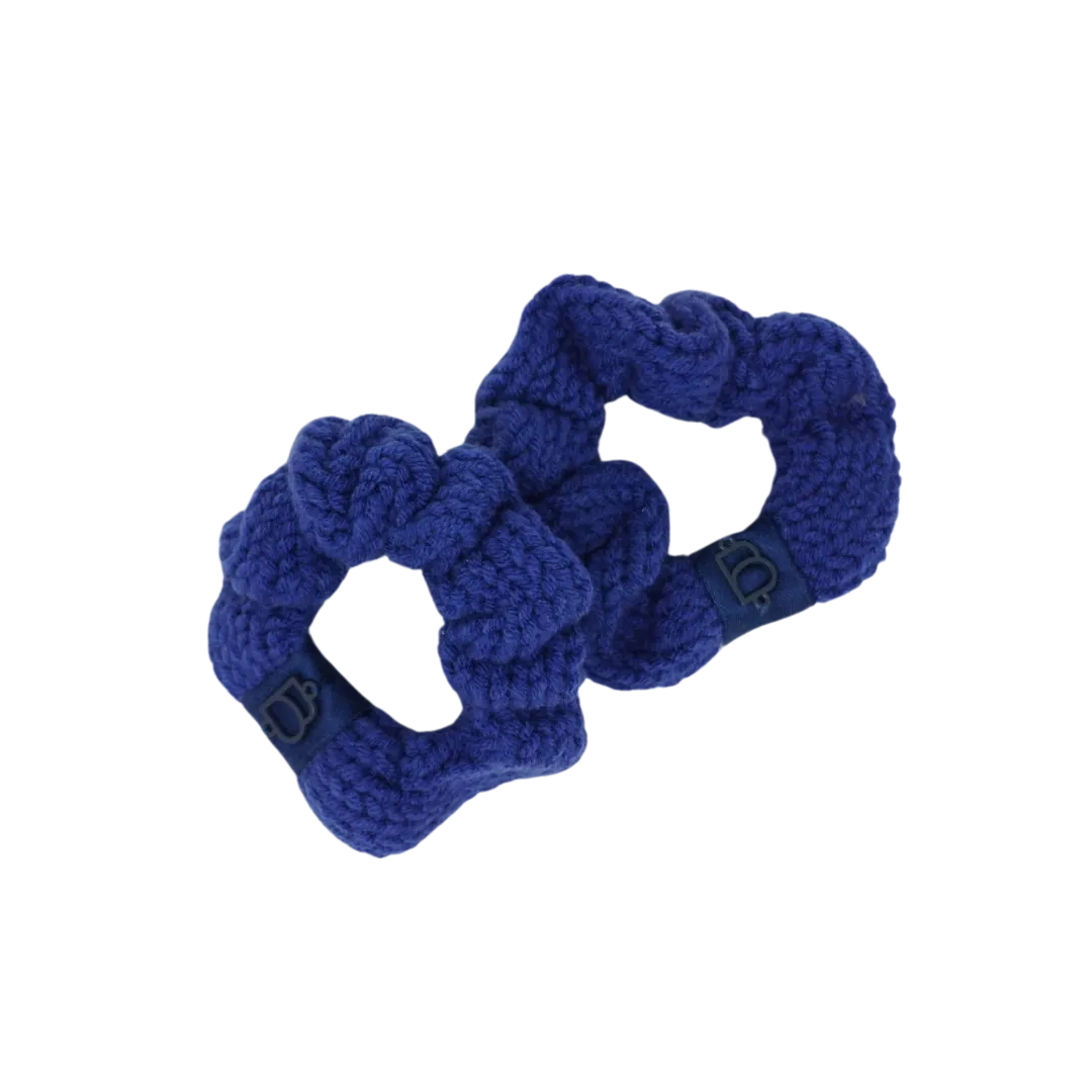Bandeau Cobalt Blue Mini Scrunchie Set Chunky Knit (FINAL SALE)