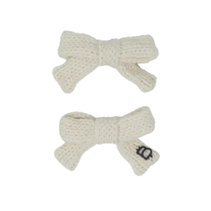 Bandeau Cream Mini Bow Clip Set Chunky Knit (FINAL SALE)