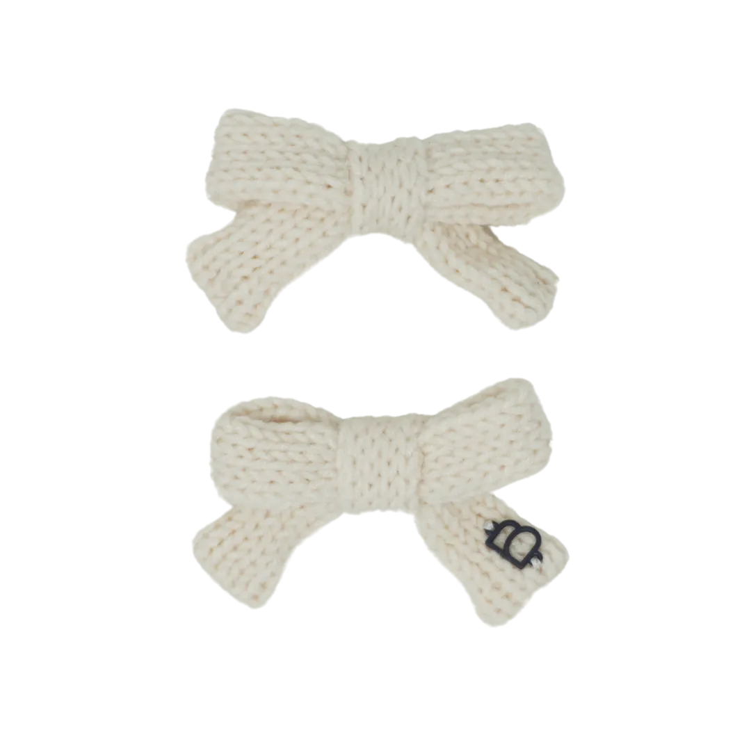 Bandeau Cream Mini Bow Clip Set Chunky Knit (FINAL SALE)