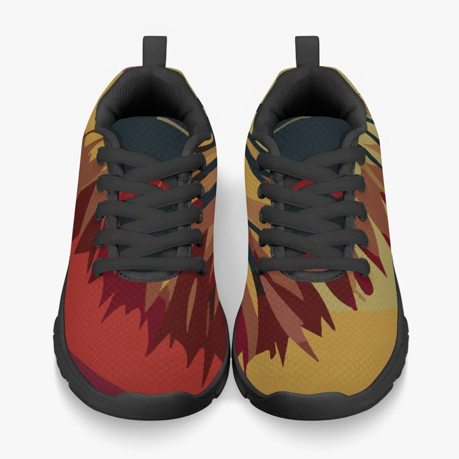 Baskets légères en maille pour Enfant, noires "Arbre noir rouge jaune"(217)