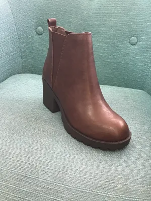 Brown Slip-On Booties