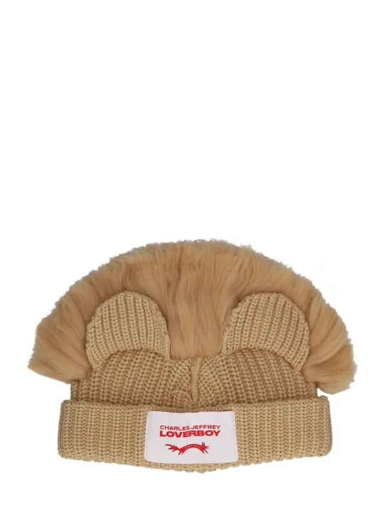 Charles Jeffrey LOVERBOY   Chunky Lion cotton beanie 
