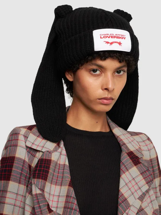Charles Jeffrey LOVERBOY   Chunky Rabbit wool blend beanie 