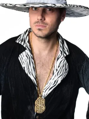 Chunky Gold Dollar Sign Bling Costume Necklace