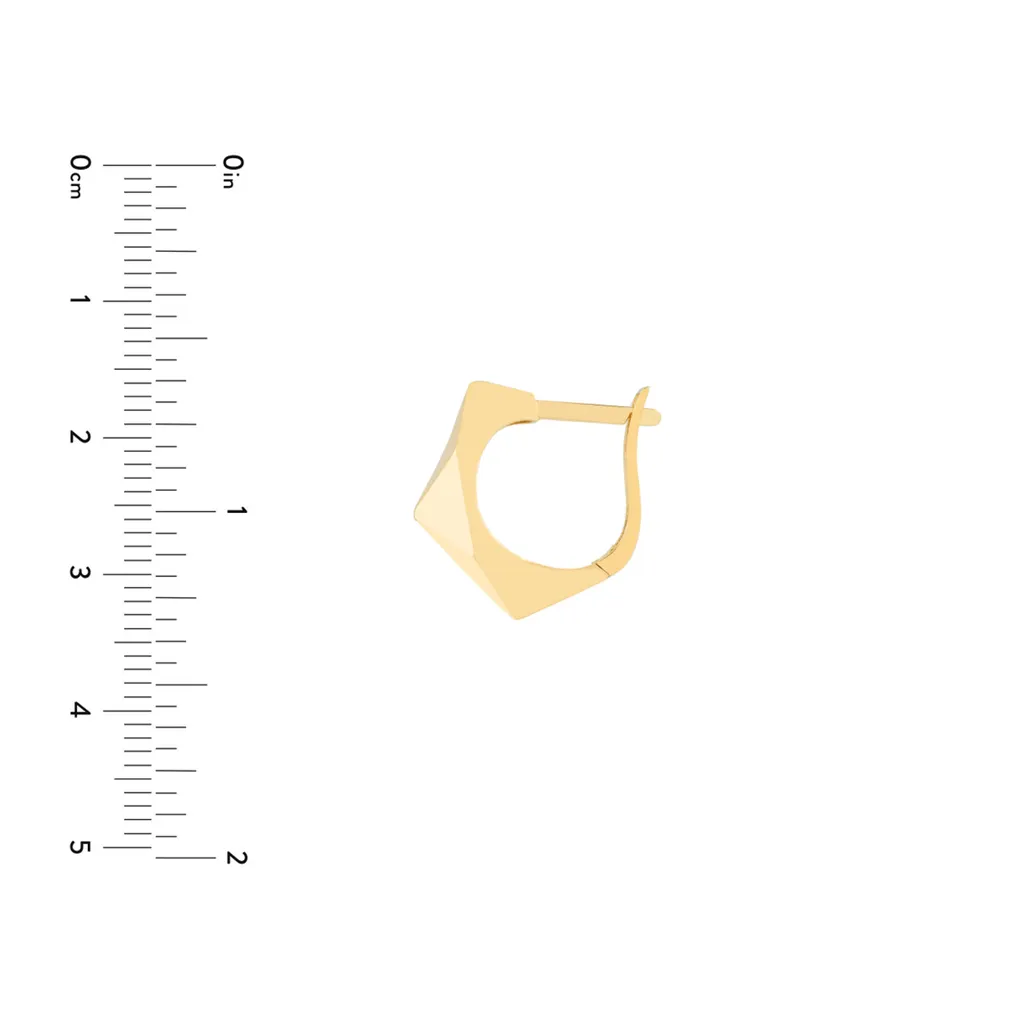 Chunky Gold Geometric Dome Hoop Earrings | Genuine 14K Yellow Gold