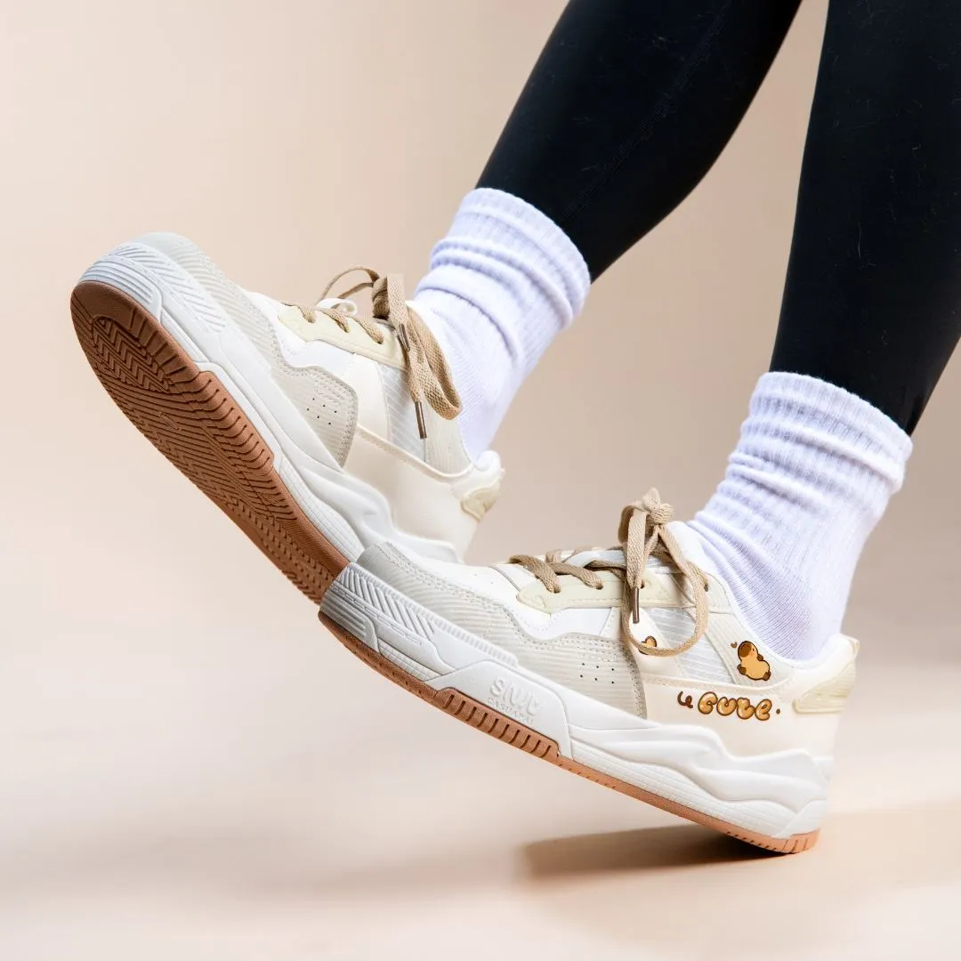 *CLEARANCE* Ultra Cute Capybara White Sneakers - Women's