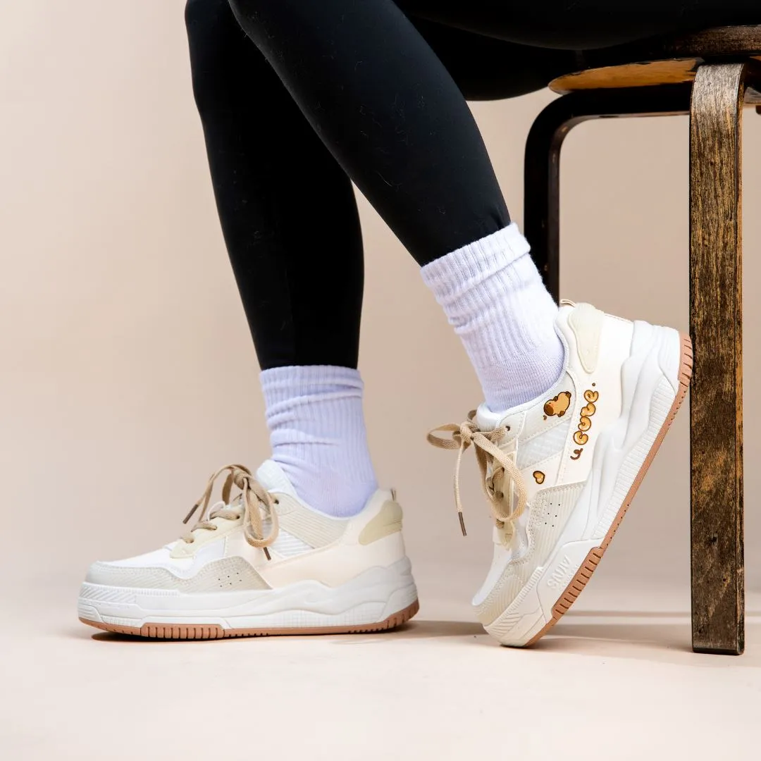 *CLEARANCE* Ultra Cute Capybara White Sneakers - Women's
