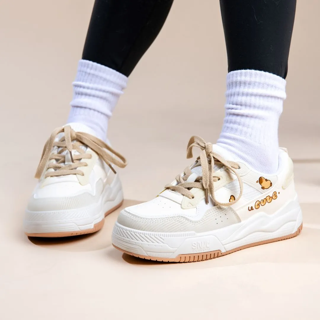 *CLEARANCE* Ultra Cute Capybara White Sneakers - Women's