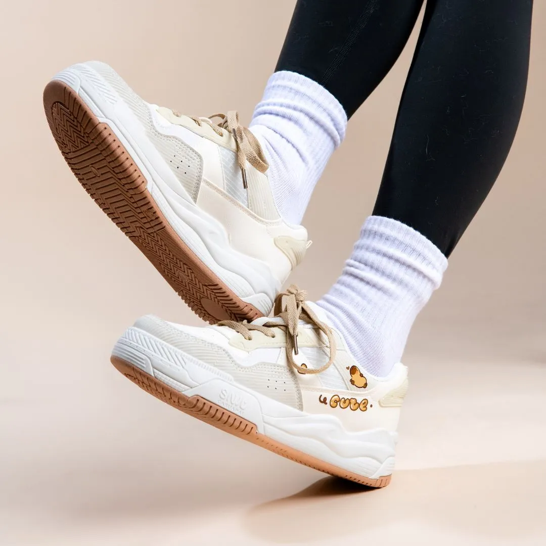 *CLEARANCE* Ultra Cute Capybara White Sneakers - Women's