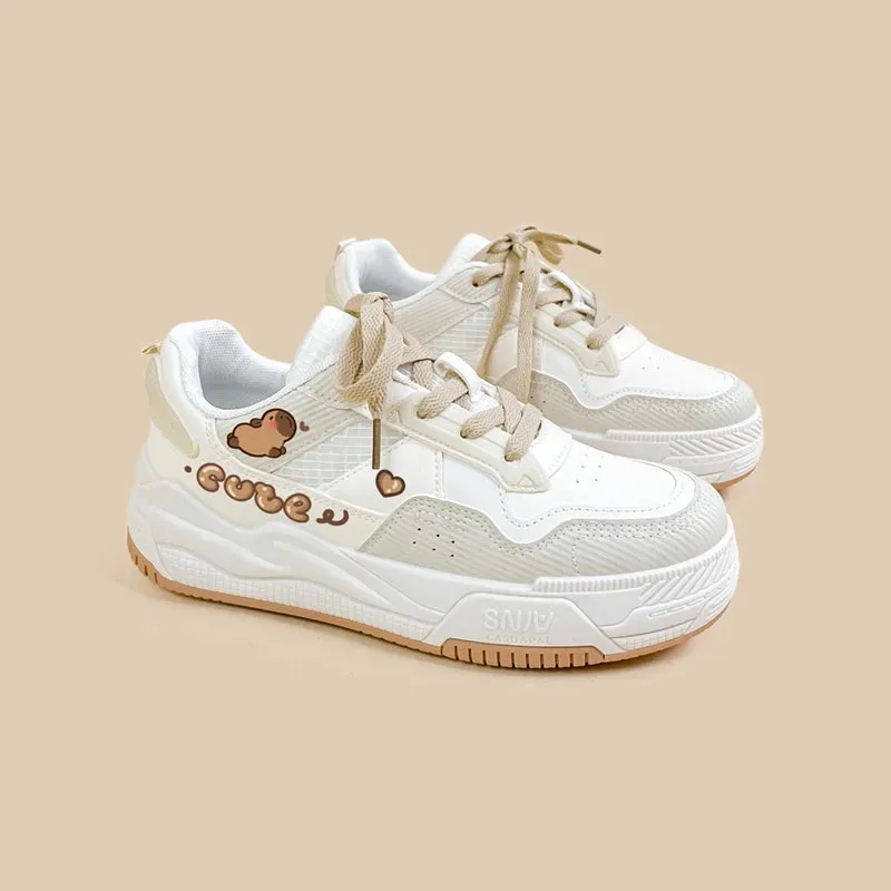 *CLEARANCE* Ultra Cute Capybara White Sneakers - Women's