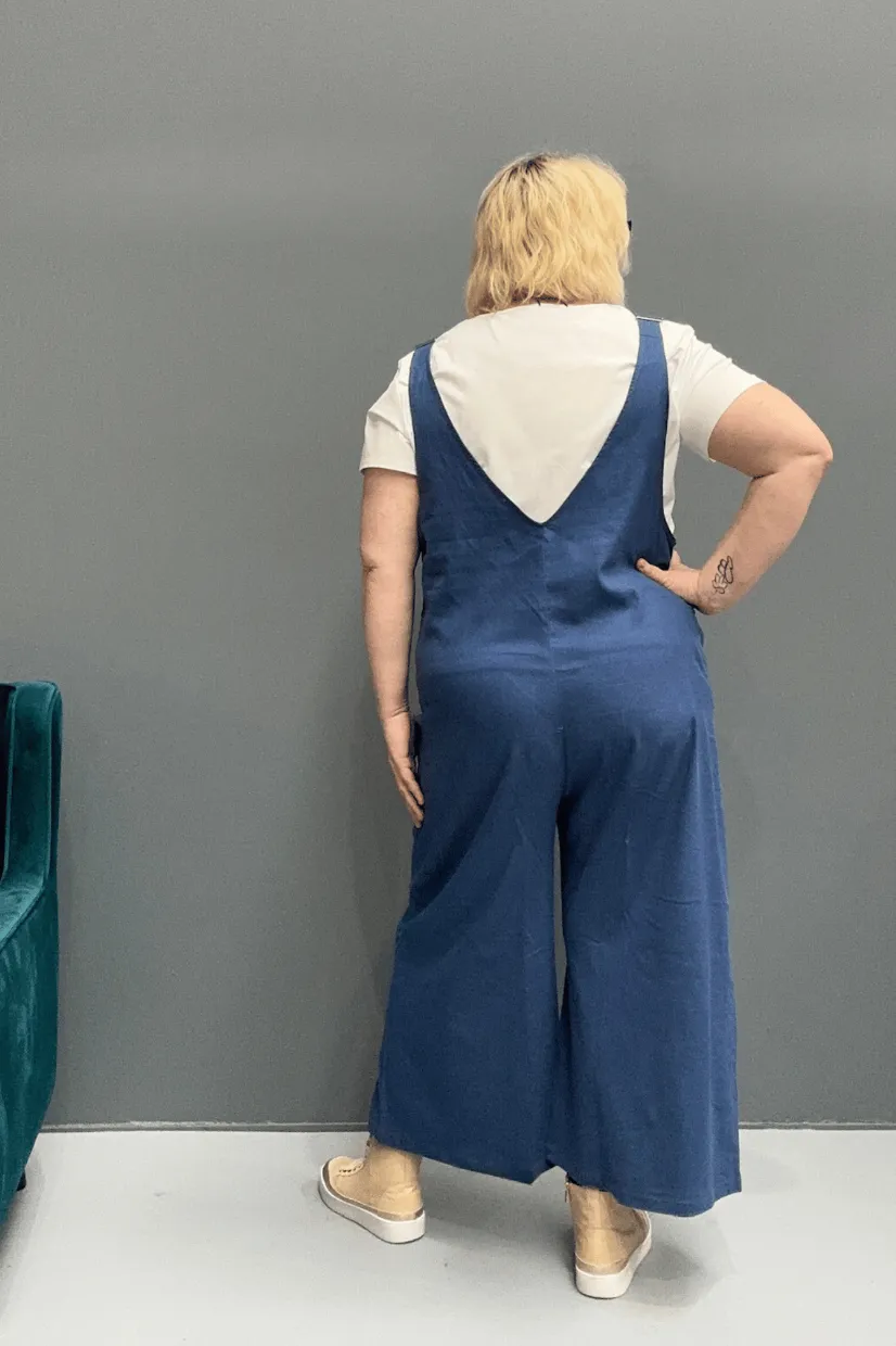 'DIVINE' Linen Overalls - Blue