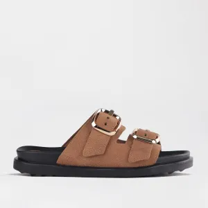 Double Buckle Birk Mules in Tobacco - 12681