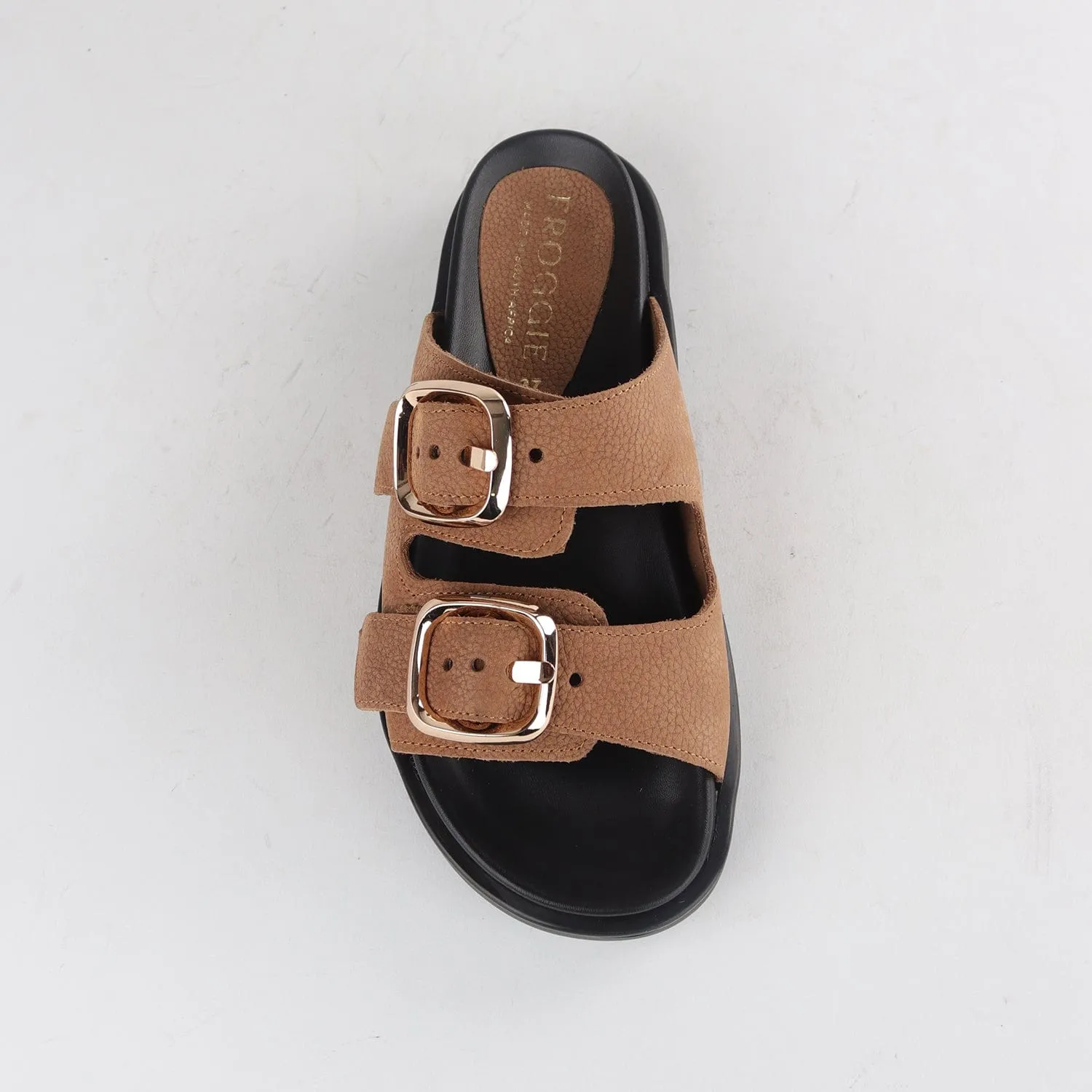 Double Buckle Birk Mules in Tobacco - 12681