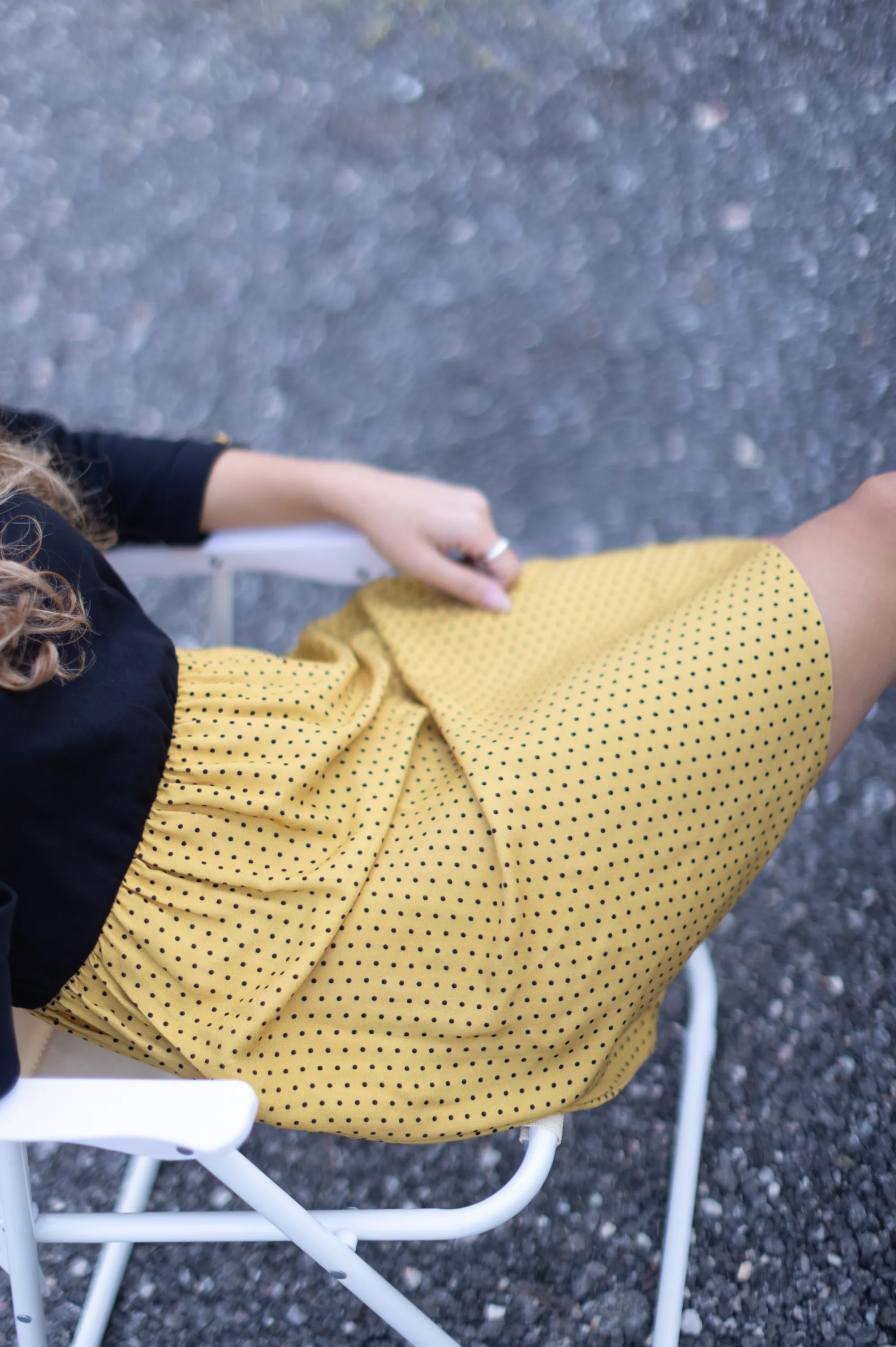 Dress Luiza Black Mustard Polka Dots