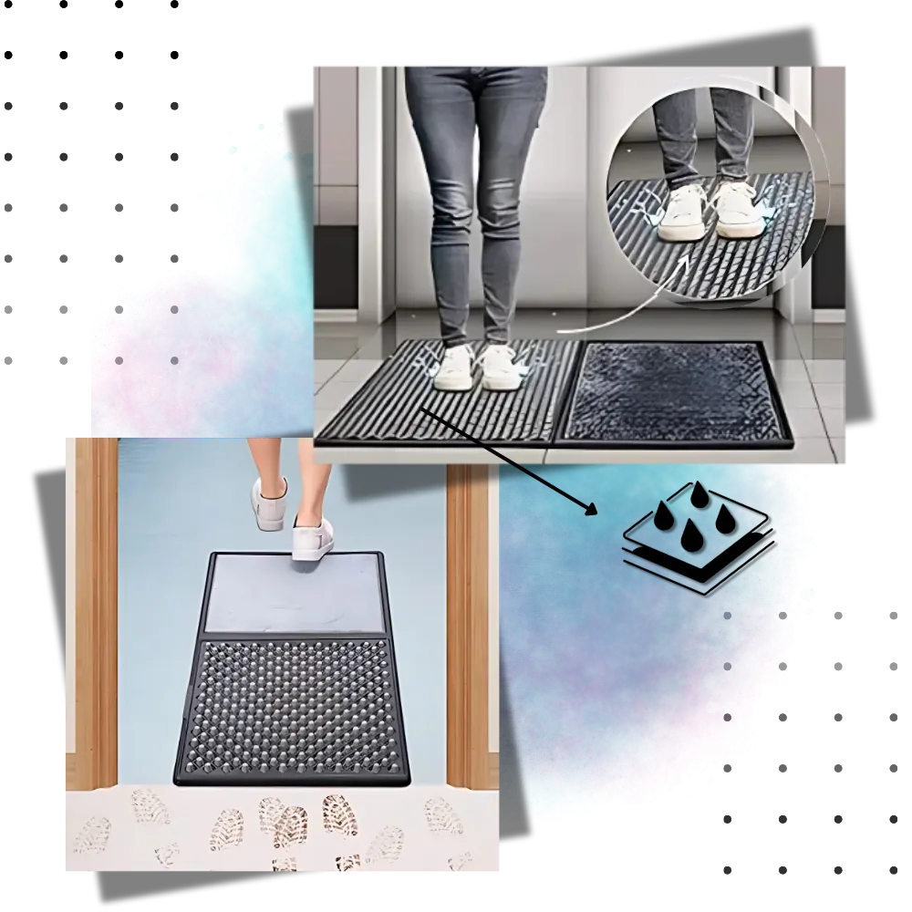 Dual Cleaning Zones Sanitizing Door Mat