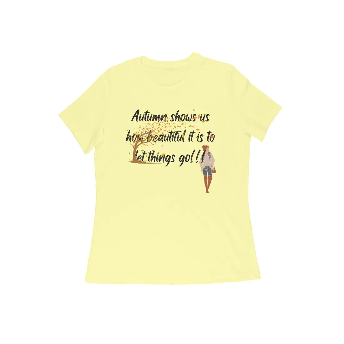 Female Round Neck Half Sleeves - Serene Autumn T-shirt