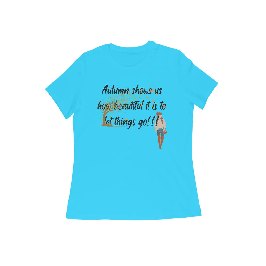 Female Round Neck Half Sleeves - Serene Autumn T-shirt