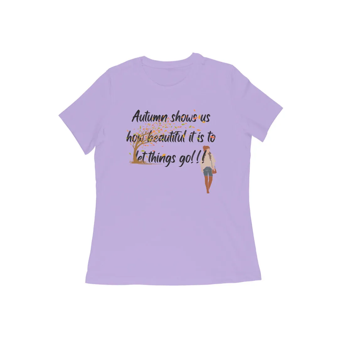 Female Round Neck Half Sleeves - Serene Autumn T-shirt