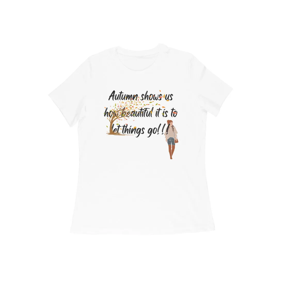 Female Round Neck Half Sleeves - Serene Autumn T-shirt