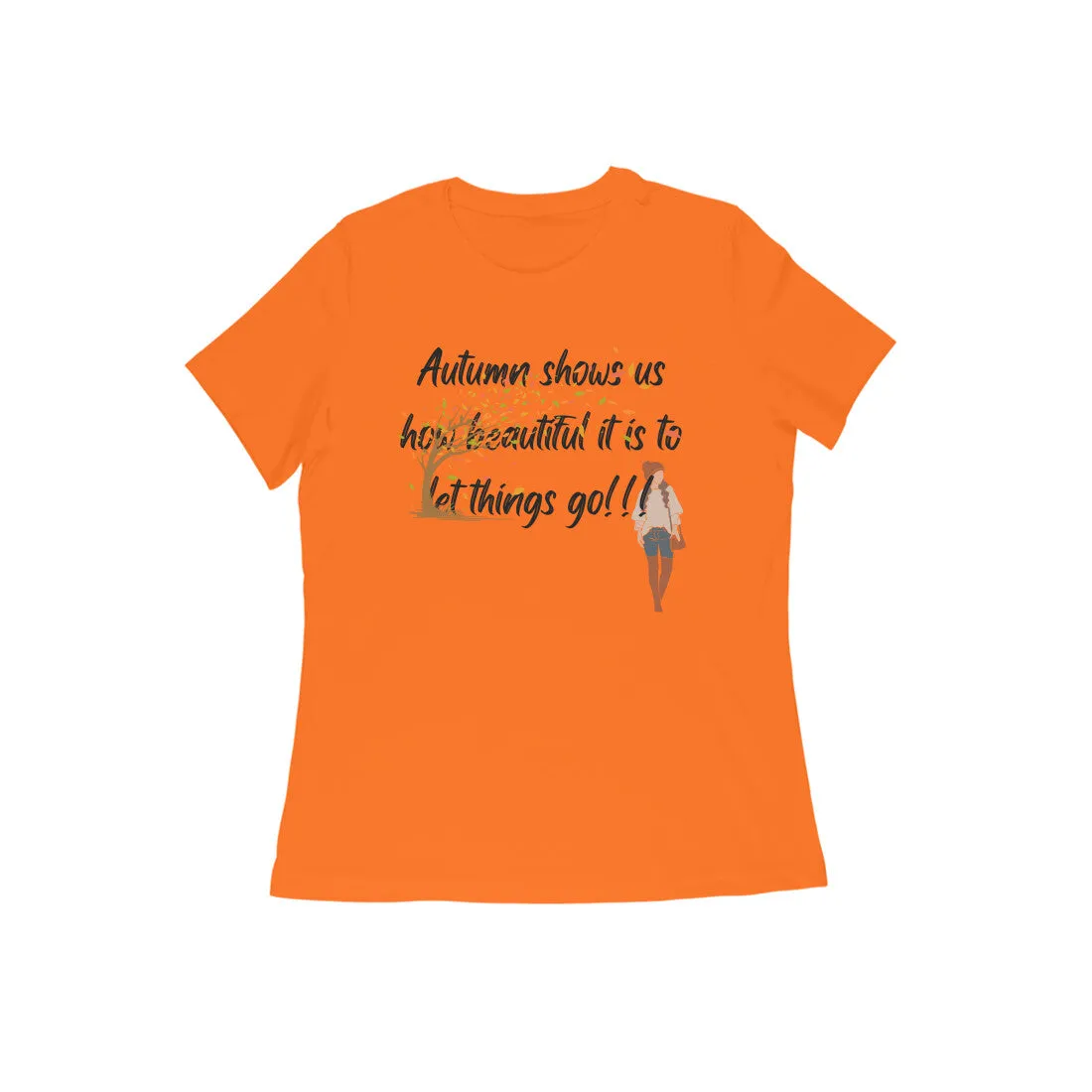 Female Round Neck Half Sleeves - Serene Autumn T-shirt