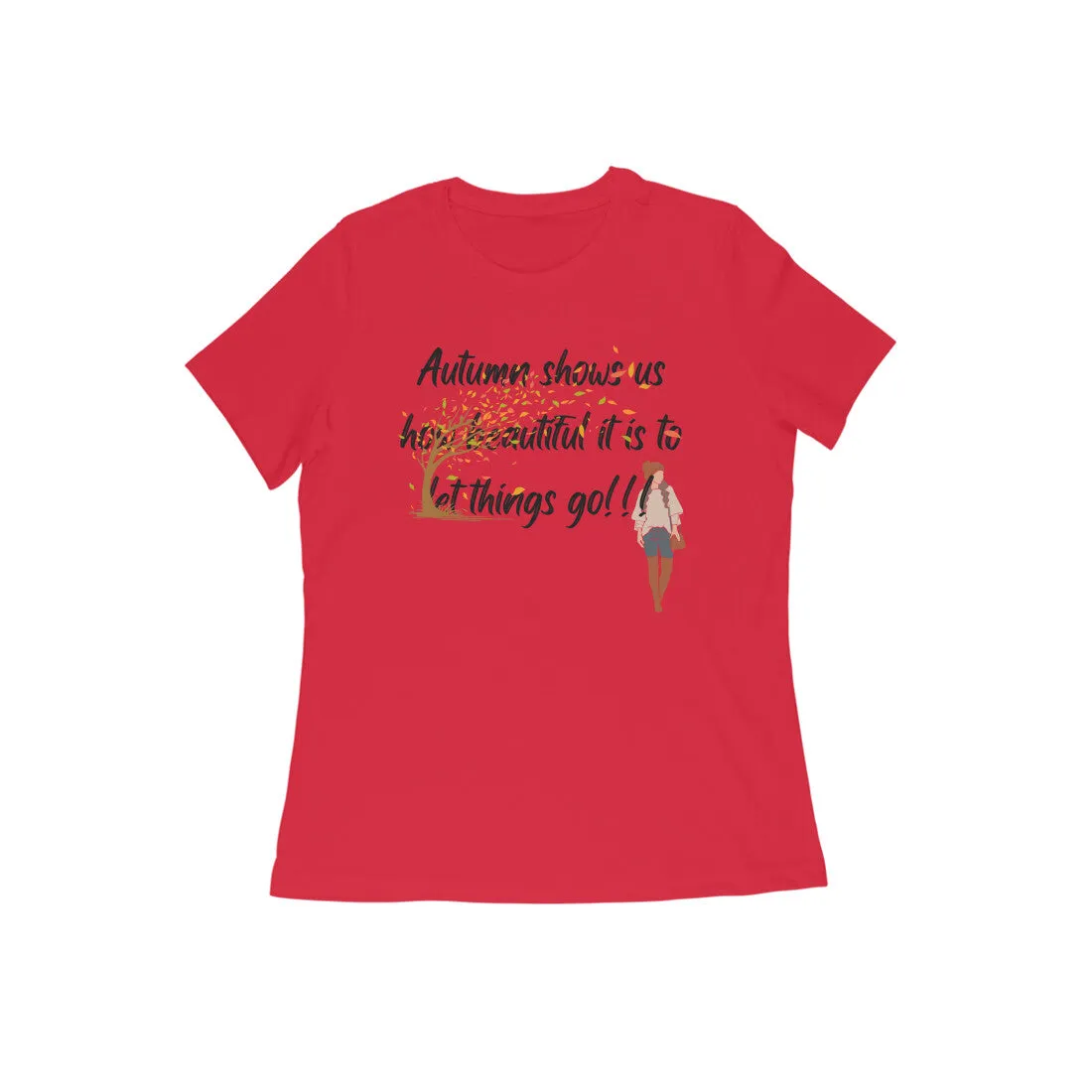 Female Round Neck Half Sleeves - Serene Autumn T-shirt