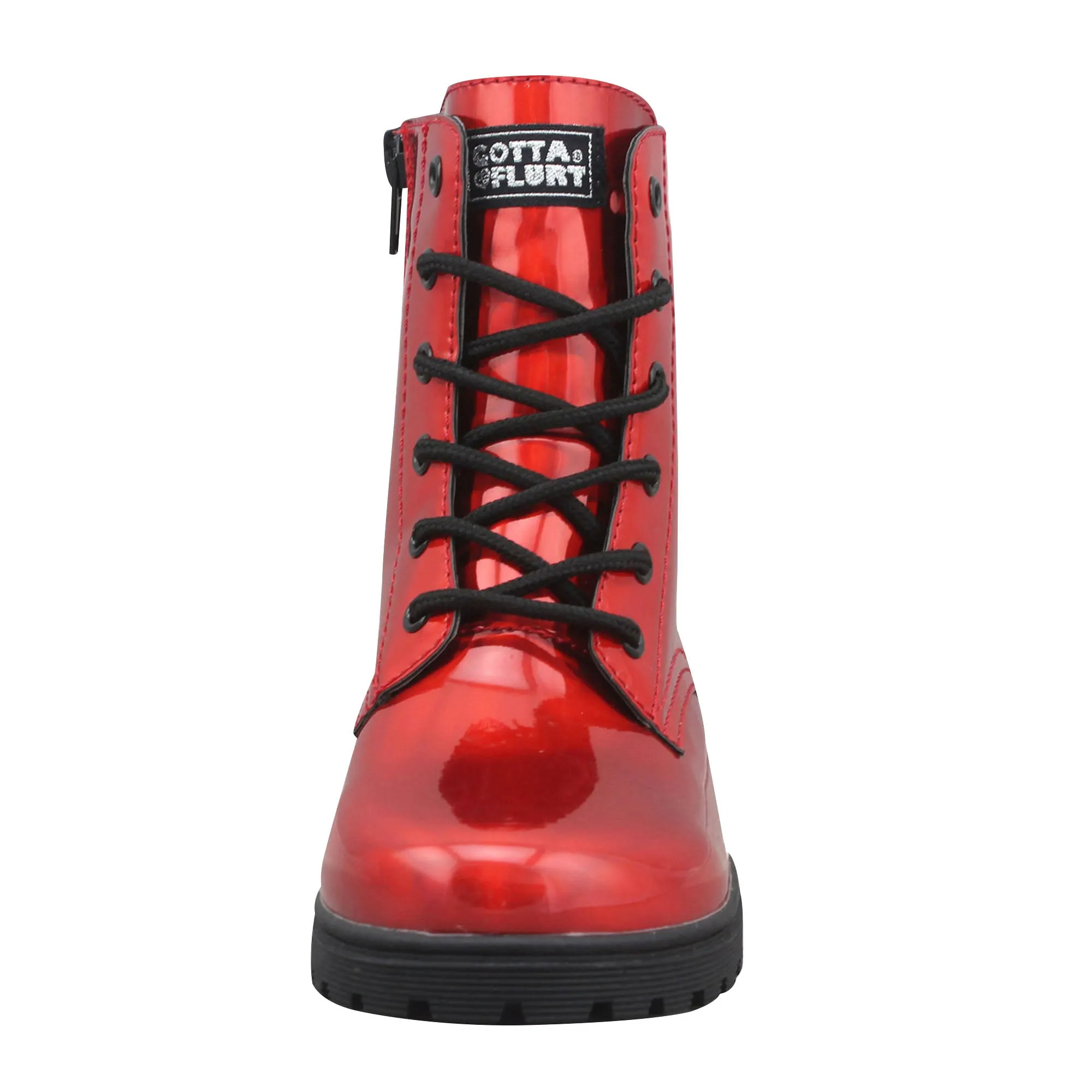 Gotta Flurt Girl's Luna Red Combat Boot