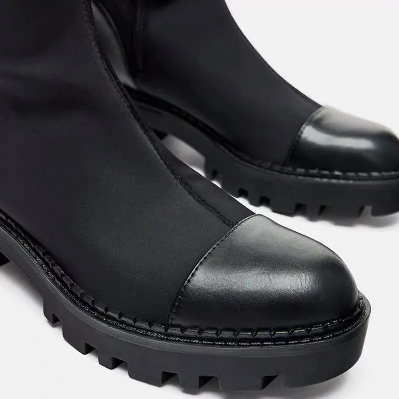 Harajuku Chunky Sole Long Nylon Boots