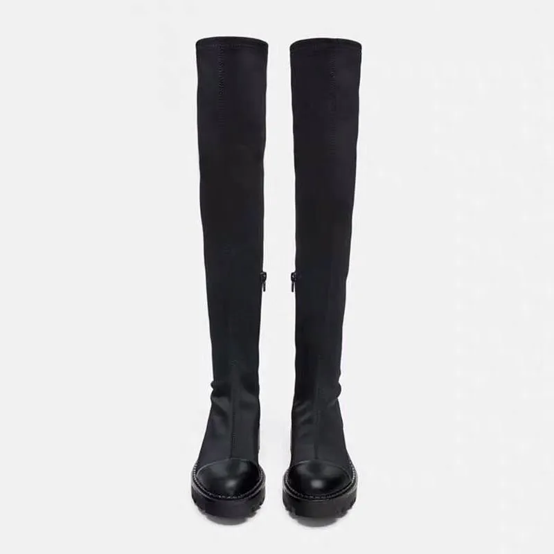 Harajuku Chunky Sole Long Nylon Boots