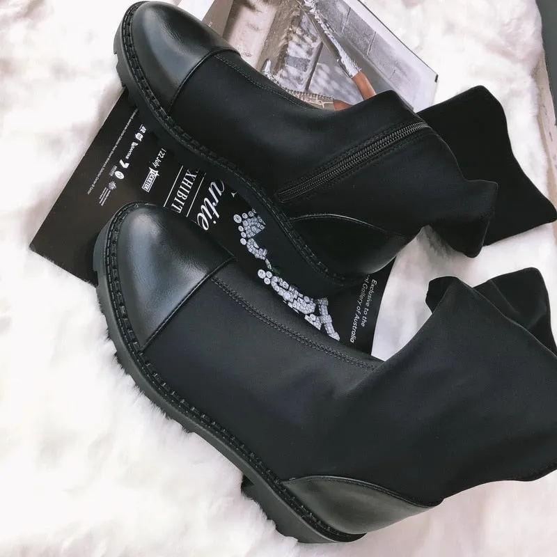 Harajuku Chunky Sole Long Nylon Boots