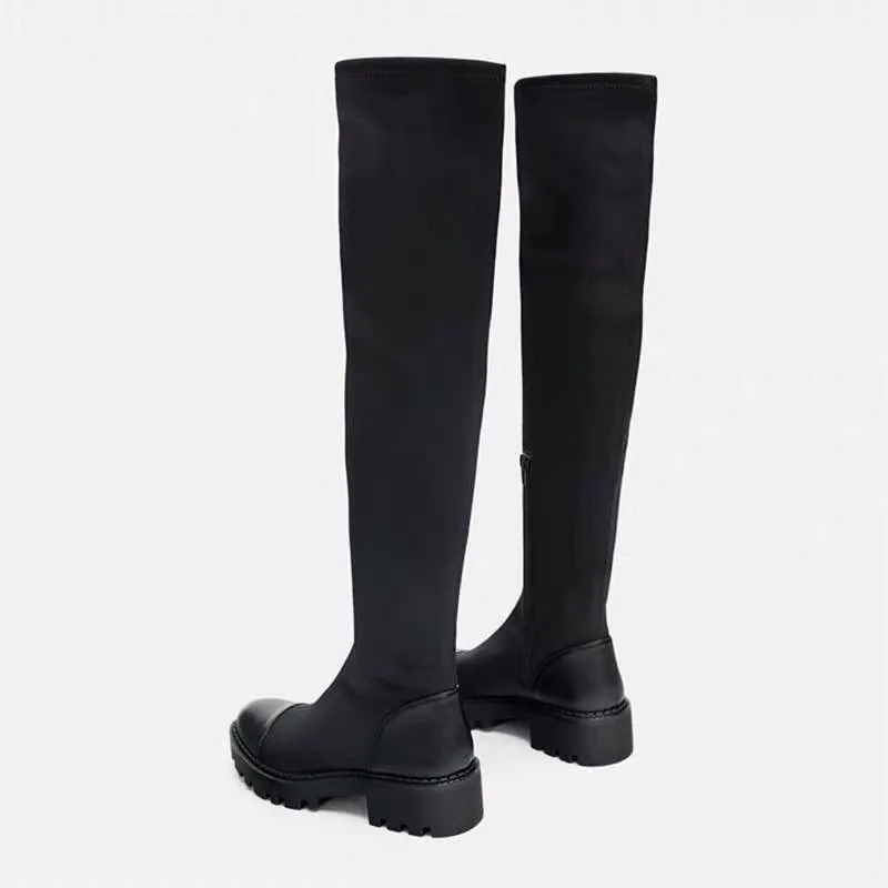 Harajuku Chunky Sole Long Nylon Boots