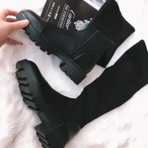 Harajuku Chunky Sole Long Nylon Boots