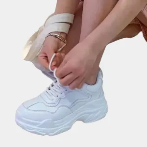Joskaa 2024 New White Platform Sneakers For Work