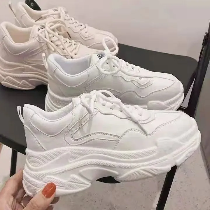Joskaa 2024 New White Platform Sneakers For Work