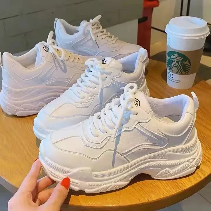 Joskaa 2024 New White Platform Sneakers For Work