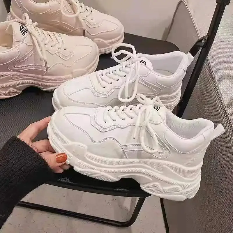 Joskaa 2024 New White Platform Sneakers For Work