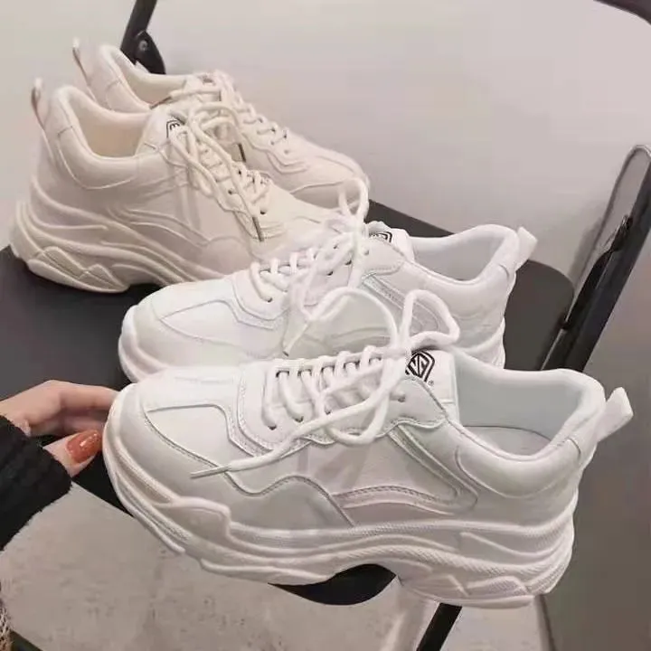 Joskaa 2024 New White Platform Sneakers For Work