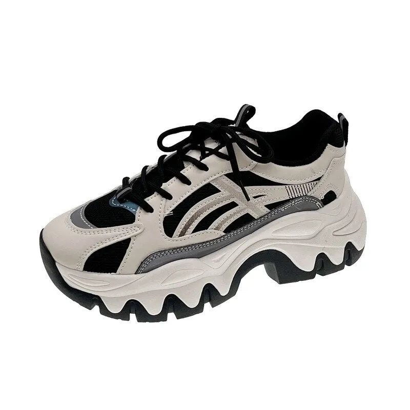 Joskaa Women Chunky Sneakers Thick Bottom Platform Fashion Mesh Casual Shoes Comfortable Vulcanize Running Walking Female Shoes