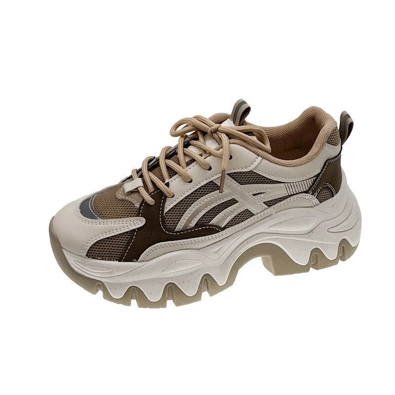 Joskaa Women Chunky Sneakers Thick Bottom Platform Fashion Mesh Casual Shoes Comfortable Vulcanize Running Walking Female Shoes
