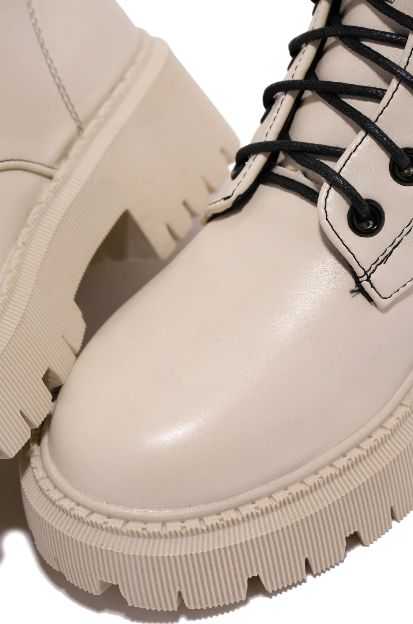 Joslin Lace Up Combat Boots - Nude