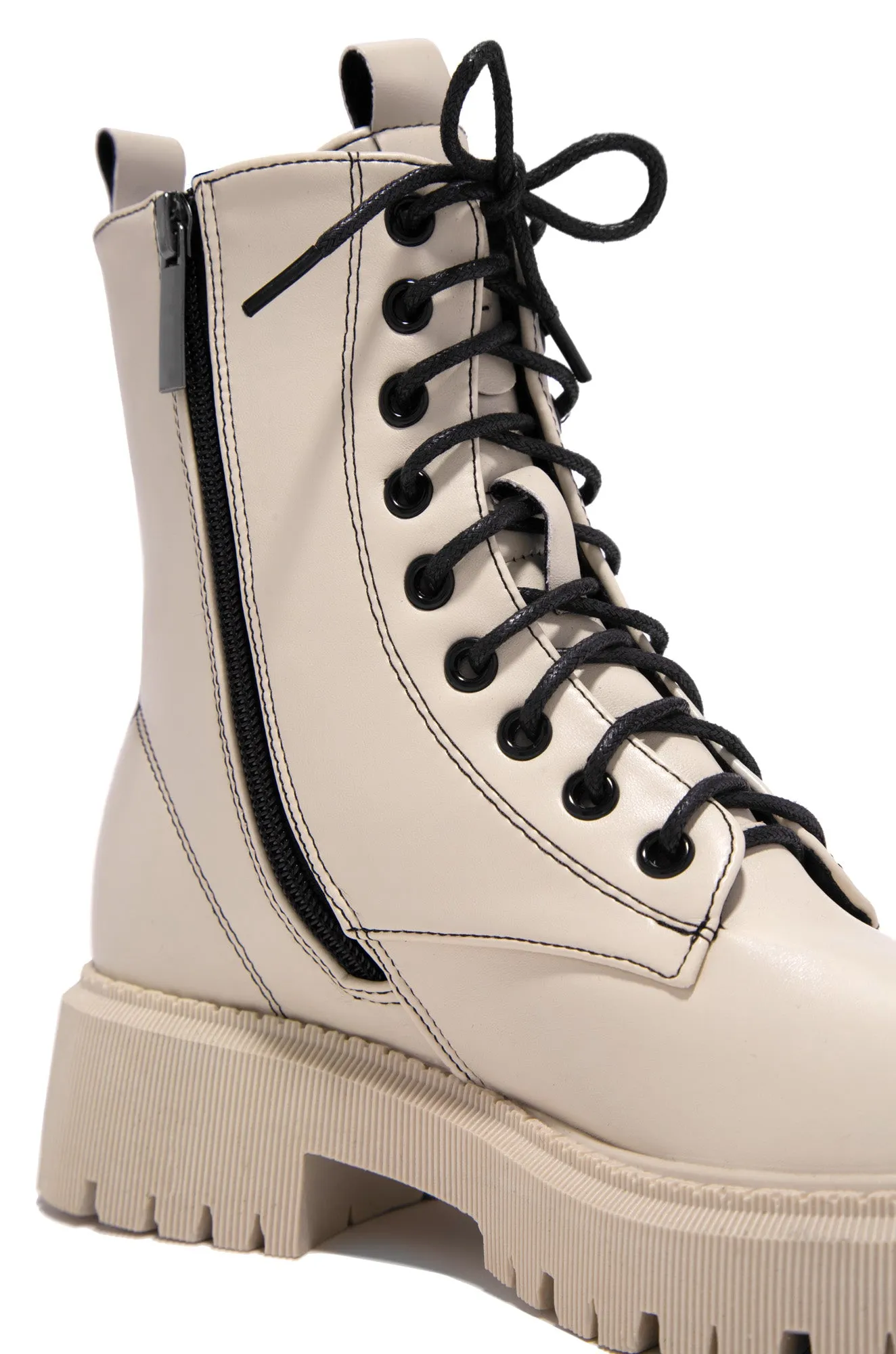 Joslin Lace Up Combat Boots - Nude
