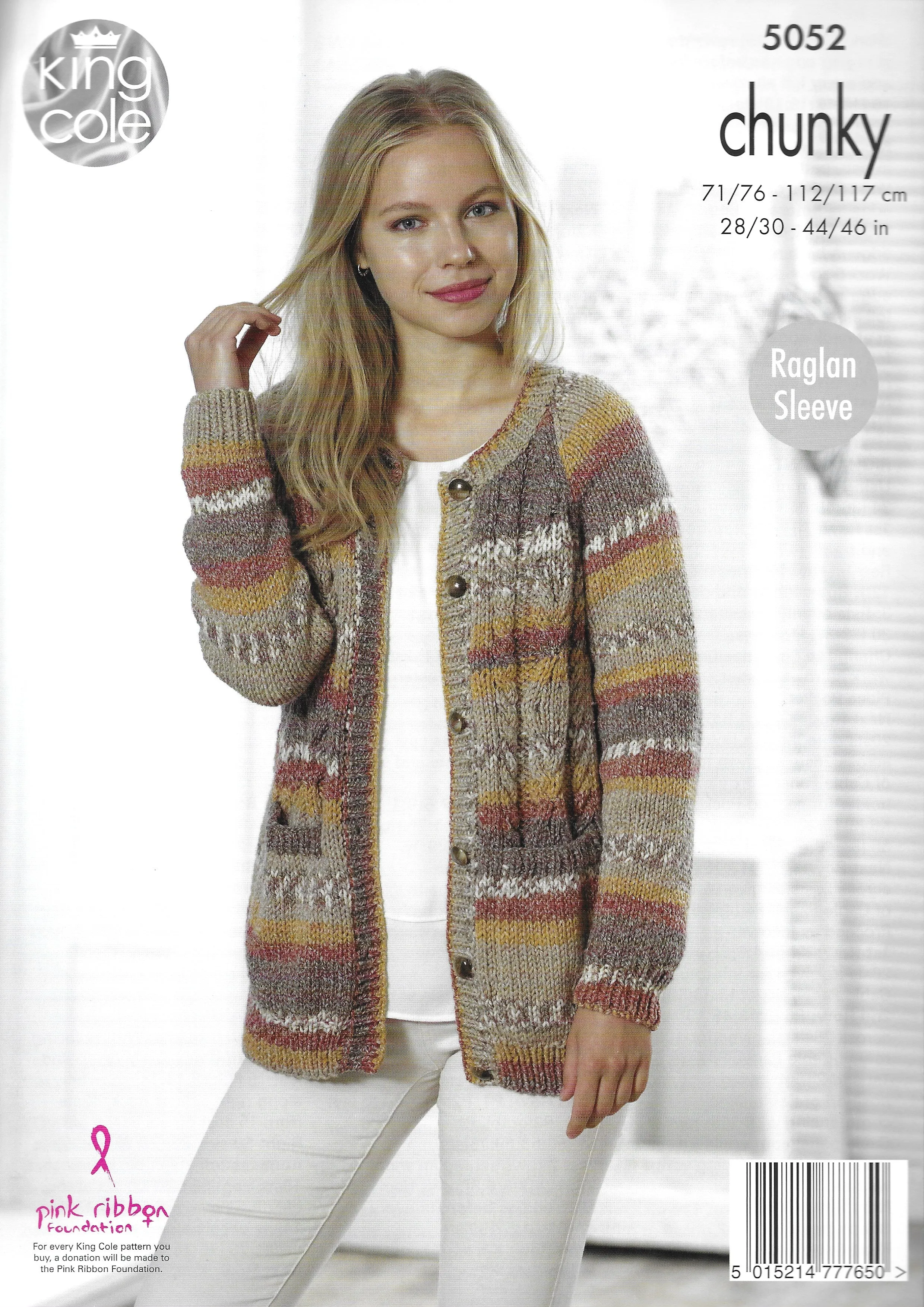 King Cole 5052 Cardigan & Sweater, Raglan Sleeve, Chunky Knitting Pattern