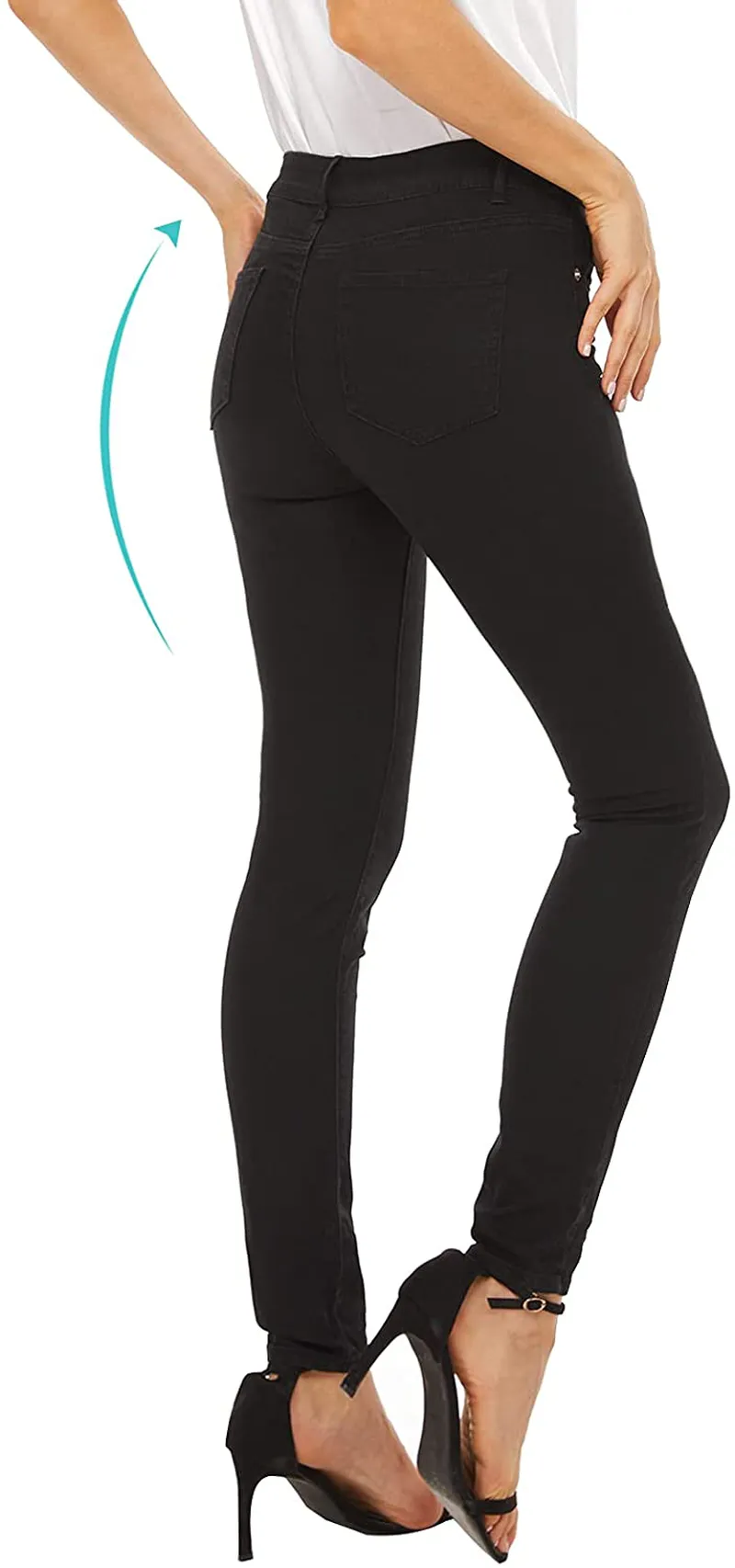 LOUEERA Women's Skinny Jeans Stretchy, Mid-Rise Soft Denim Leggings with Pockets Classic Slim Fit, Breathable Cotton Blend