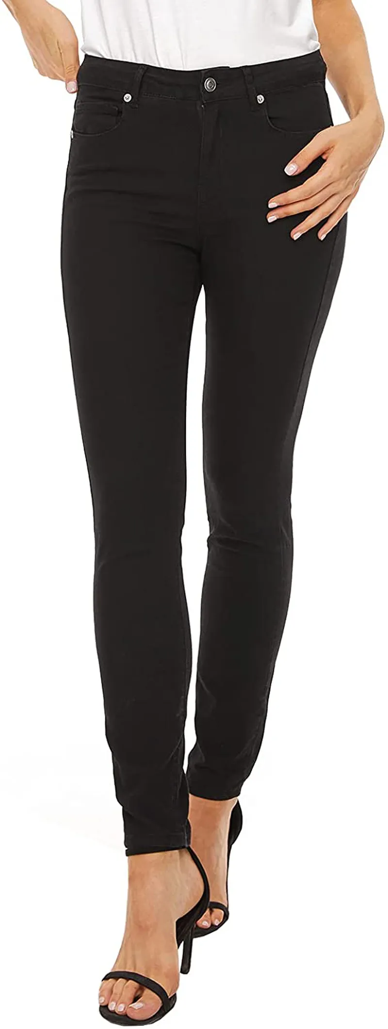 LOUEERA Women's Skinny Jeans Stretchy, Mid-Rise Soft Denim Leggings with Pockets Classic Slim Fit, Breathable Cotton Blend