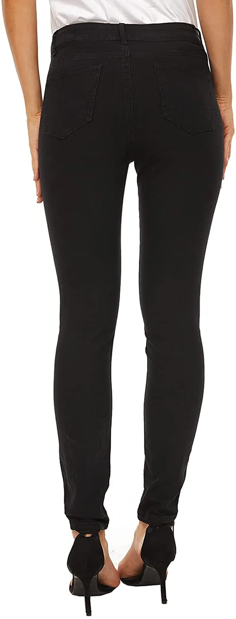 LOUEERA Women's Skinny Jeans Stretchy, Mid-Rise Soft Denim Leggings with Pockets Classic Slim Fit, Breathable Cotton Blend