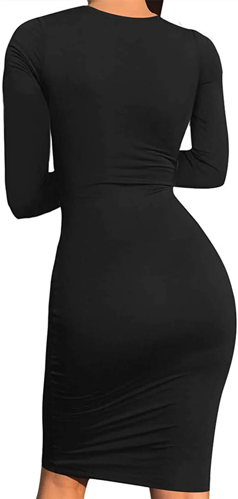 Mokoru Women's Casual Basic Pencil Dress Sexy Long Sleeve Bodycon Midi Club Dress