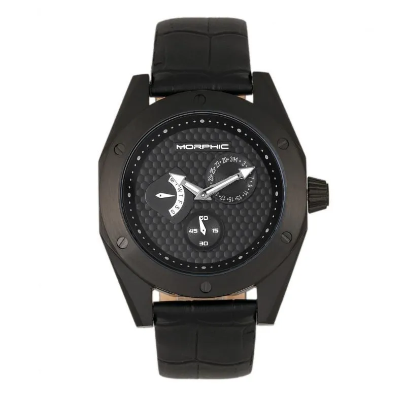 Morphic M46 Series Leather-Band Men's Watch w/Date