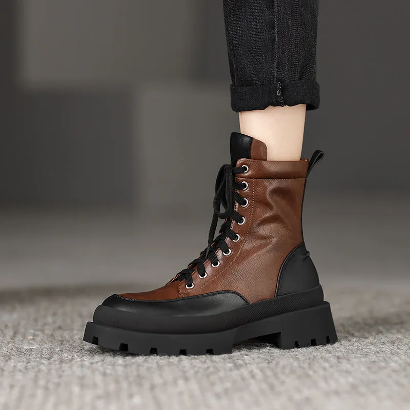 Myah Platform Combat Patchwork Boots