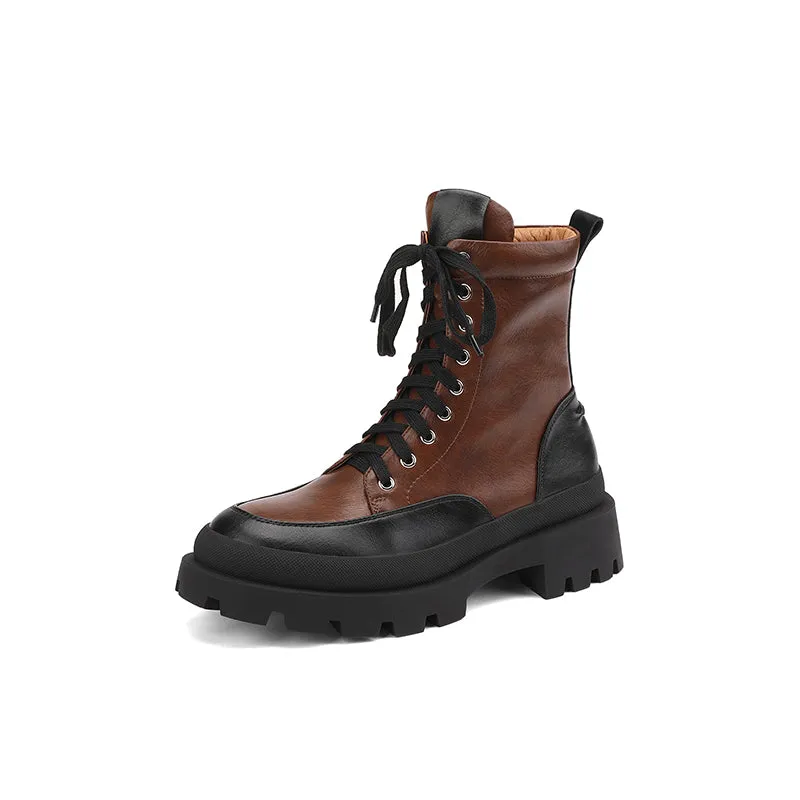 Myah Platform Combat Patchwork Boots